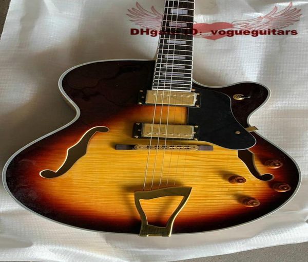 Yüksek kaliteli yeni stil sunburst caz elektro gitar altın donanım 4927575