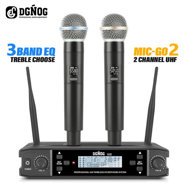 Mikrofone Dual Wireless Mikrofon für Karaoke UHF 2 Kanal -Wireless -Mikrofonsystem für Party Church Home Professional Handheld Mic