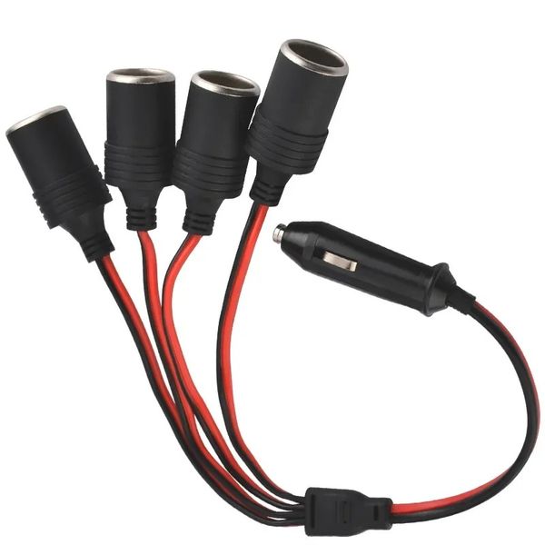 Extensão do isqueiro de cigarro de carro 12 V 24 V Adaptador de carregador de energia 1 a 4 Ways Distribuidor de estradas Feminino Adaptador de conector de plugue feminino