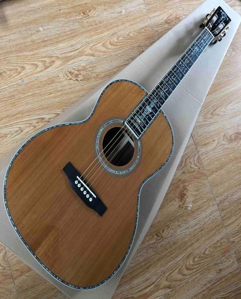 Guitatura acustica cedro solido personalizzato intarsio a 39 pollici intarsio per tutti i legami di abalone con EQ Electronic in Sunburst8572487