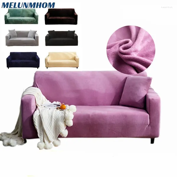 Coperture per sedie Cover di divano peluche per soggiorno in velluto addensato elastico ad angolo solido sezione chaise lounge divano non slip
