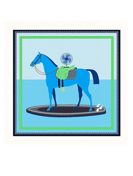 Sciarpa bandana per donna designer testar sciarpa a collo quadrato sciarpe pariga spalla portava a fascia sciarpa per la spiaggia divertenti motivi a cavallo blu bordeggi arrotolati seta 90x90