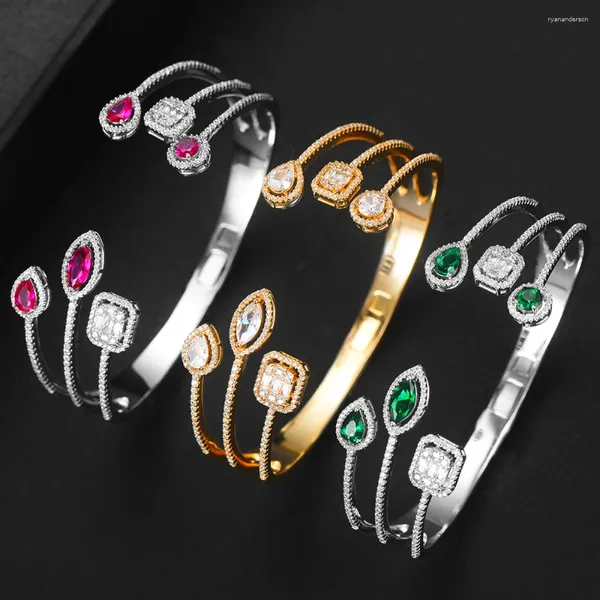 Armreif Fashion 3 Farben Armband Armreifen für Frauen Hochzeitsfeier Zirkon Engagement Dubai Braut Schmuck Geschenke