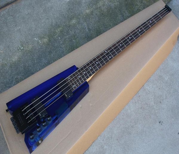 4 Strings Bassi -Bass Guitar de cabeça sem cabeça com corpo de rosa de vidro de acrílico Black Black Whred Iron, oferecendo serviços pessoais4073741
