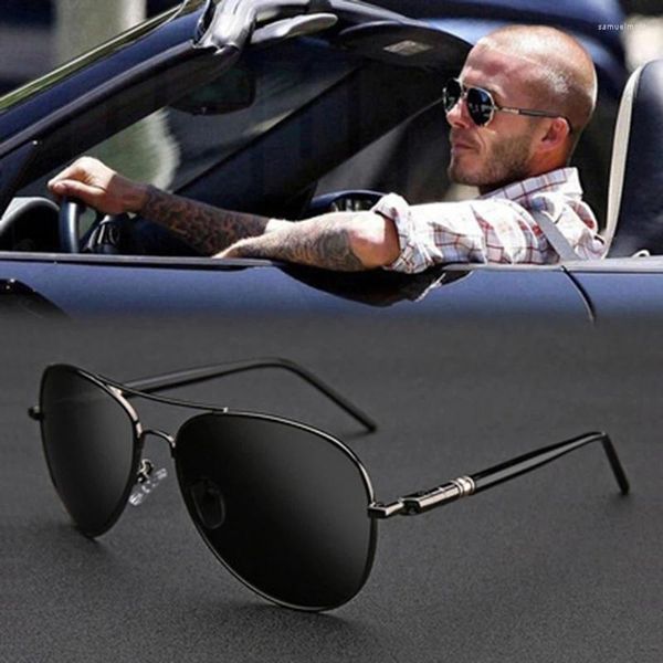 Sonnenbrille polarisiert für Männer Spiegel Luftfahrt Metail Rahmen Schwarzer Pilot Retro Sonne Glasse Männliche Brille Klassische Brillen