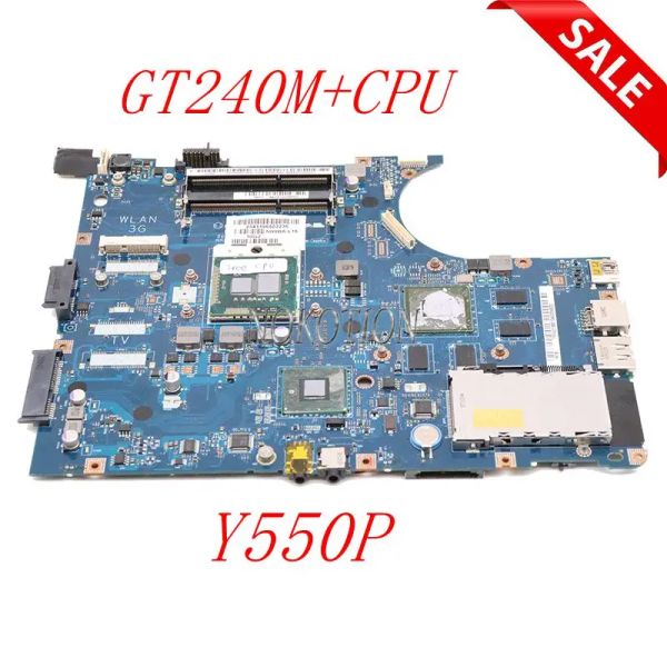 Placa -mãe Nokotion niwba la5371p placa -mãe para lenovo y550 y550p placa principal hm55 ddr3 gt 240m gpu com cpu