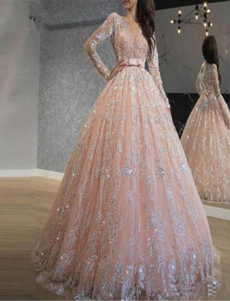 2020 Sparkly Pink Quinceanera платья с блестками кружев