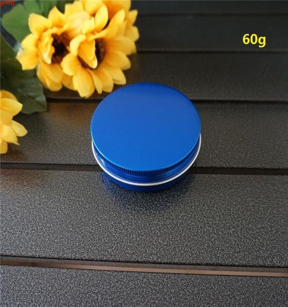 60g 6825 mm blau leerer runder Aluminiumbox Metall Blechdosen Kosmetische Creme DIY Nachfüllbare Glas -Tee -Topfbehälter 7582120