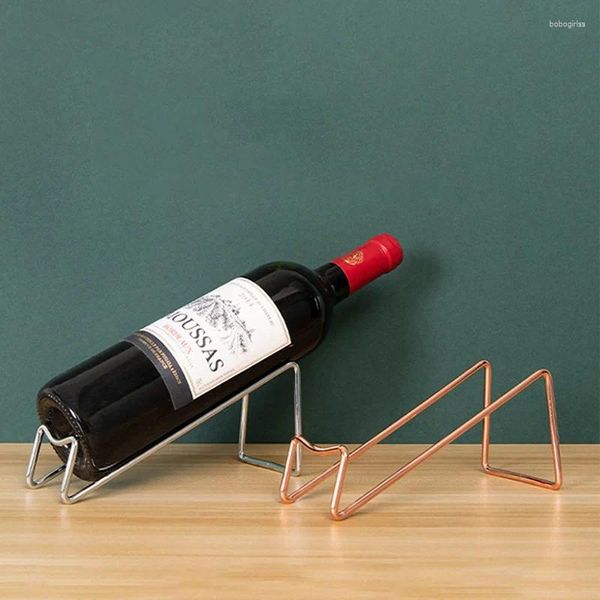 Armazenamento de cozinha Cores sólidas Eletroplicar o porta -vinho Craft Wine Bottle Solder reutilizável Rack Rack Bar Drink Display Recurs Counter Decoration