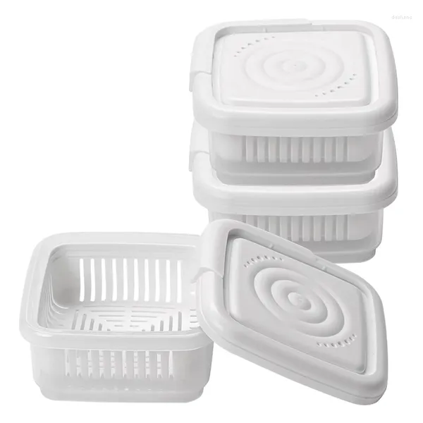 Lagerflaschen 3PCS Grüne Zwiebel knisperer Küche Kühlschrank Plastikabflussbox Quadrat Seifenschale Lebensmittelversiegel einfach zu bedienen