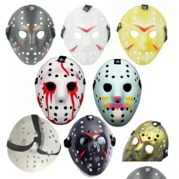 Partymasken schnell 12 Style FL Face Masquerade Jason Cosplay SKL Mask gegen Freitag Horror Hockey Halloween Kostüm Grusel Festival Großhandel Dhsov