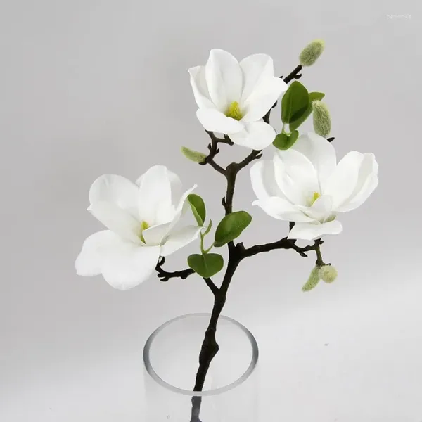 Dekorative Blumen echte Berührung Big White Magnolia Künstliche Blume Weihnachten Hochzeit Dekoration Party Wohnkultur Flores Artificiales