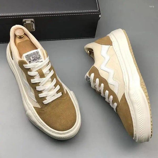 Casual Shoes Mode Canvas atmungsaktiven vulkanisierten Sport -Sneakers Frühling Herbst Dicke Boden Business Walking Slades V84