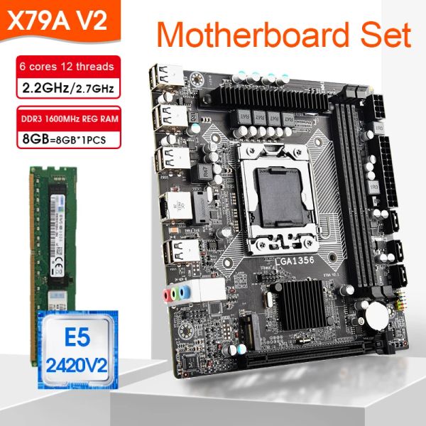 Материнские платы x79 AV2 Motherboard LGA 1356 Комплект CPU Intel Xeon E5 2420 V2 8GB 1600 МГц Процессор Matherboard Ram и комплект памяти