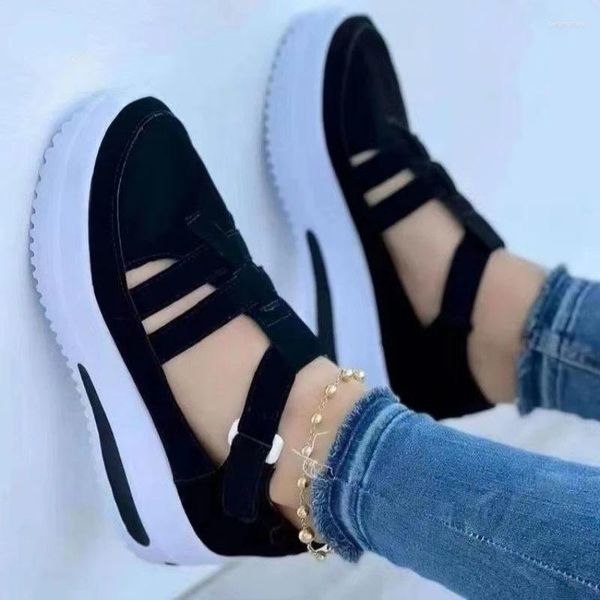 Sandalet Yaz 2024 Kadın Nefes Alabilir Örgü Kama Kadınlar İçin Günlük Platform Ayakkabıları Slip Olmayan Vulkanize Spor Ayakkabıları Artı Boyut 43