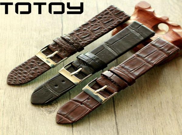 ToToy Made Made Crocodile Leather Watch Bands Smatching Antique Retro Watchbands 18 20 22mm Men039s Strap Delivery Fast Delivery1577515