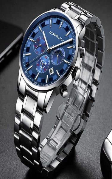 Lmjli Mens Watches Crrju Top Luxury Sport Quartz все стальные мужские часы военный кемпинг водонепроницаемый хронограф Relogio Masculino1362158