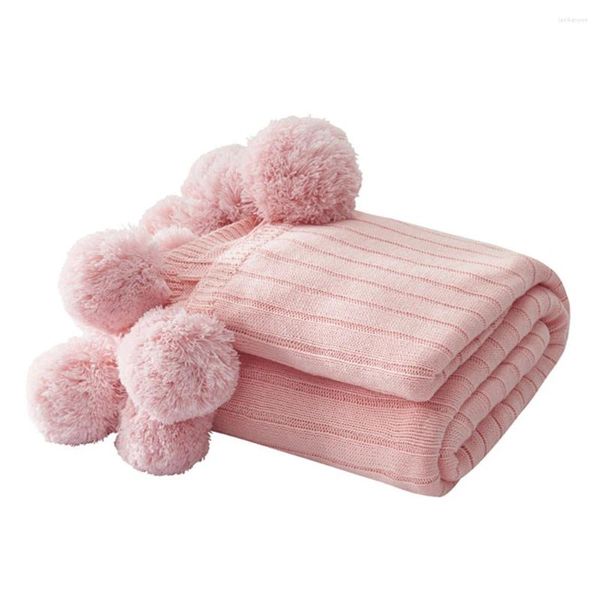 Cobertores com decoração de esfera pequena manta de algodão malha de arremesso de xale de pós de sofá ar condicionado