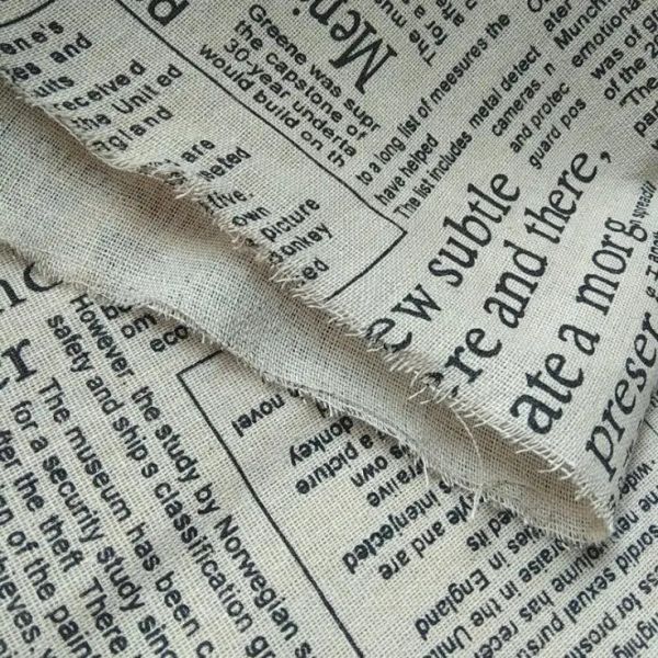 Tecido DIY de tecido!Vintage 150x100cm Retro Linen Fabric jornal em inglês letra e -mail tecido