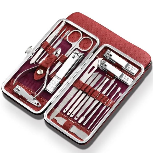 Kits 19 em 1 conjunto de manicure em aço inoxidável kit profissional Clipper de unhas de ferramentas de pedicure encravada