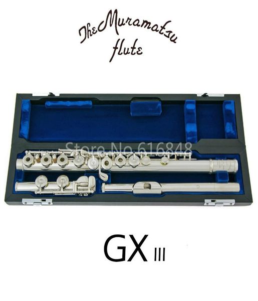 Muramatsu gxiii marca C Tune Flute 16 Keys buracos abertos prateados e flauta de teclas Novo instrumento musical com caso 8069200