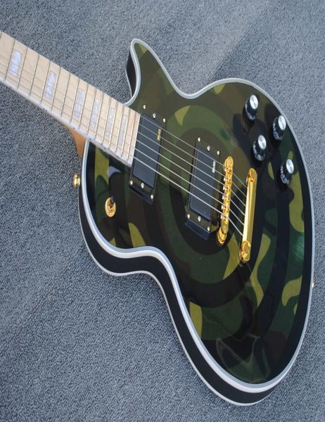 Nadir Zakk Wylde Mattecamouflage siyah bullseye elektrikli gitar kopya EMG Pikaplar Altın kafes çubuk kapağı akçaağaç klavye paspas Blo3760875