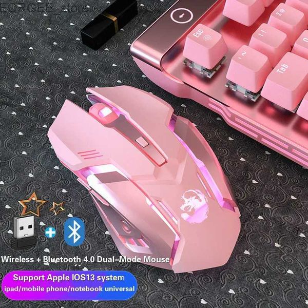 Мыши перезаряжают Bluetooth Mouse Gamer для компьютерных RGB Gaming Mouse Wireless USB -мышь молча