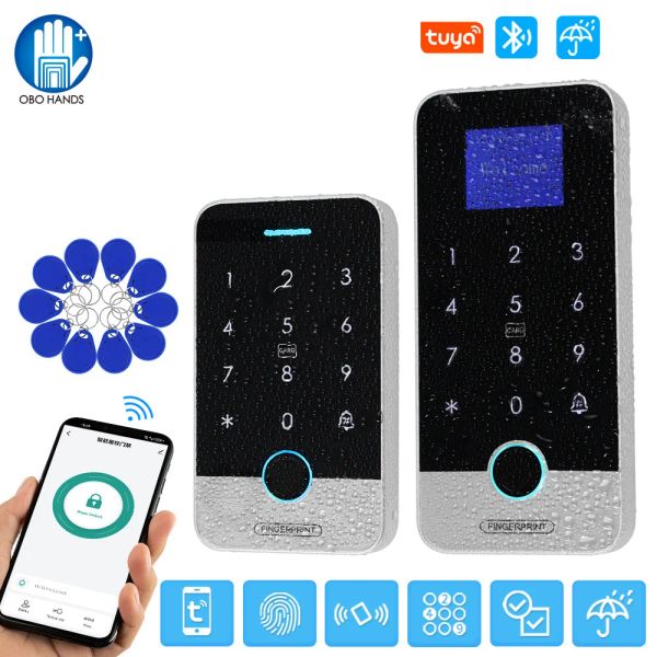 Teclados Bluetooth Tuya App Smart Impressão digital RFID TECHADO DE CONTROLE DE ACESSO DE ACESSO TOQUE IP65 Impervenção a água 13.56MHz abridor de porta Keyless Lock System