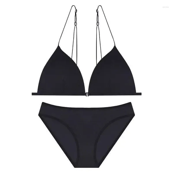 BHs setzt französische sexy Dessous Set Women Frontschnalle dreieckige Tasse BH weibliche dünne Baumwollschultergurt schön Back Unterwäsche