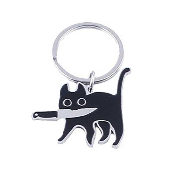 Клавики Lanyards милый мультфильм -нож для кошачьей чашки из нержавеющей стали черная котенок Q240403