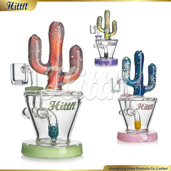 2024 Nuovo tubo d'acqua di vetro Cactus DAB RIG 5,8 pollici a mano Borosilicate Bong 420 Vendita calda Accessorio banger da 14 mm con logo Golden Hittn