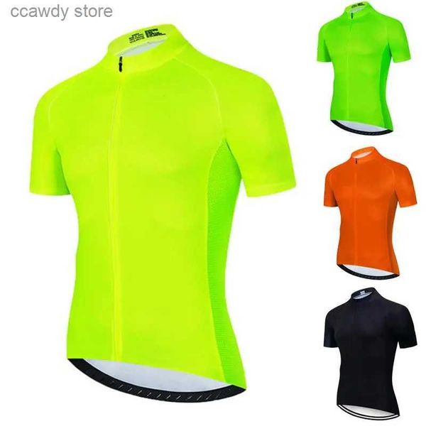 Camisetas masculinas de verão amarelo de verão curto curto seve seca rápida camisa de bicicleta de bicicleta de bicicleta de bicicleta ao ar livre Roupas de cor sólida Sportswear H240407