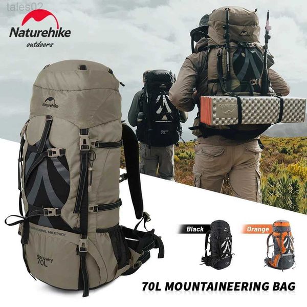 Çok fonksiyonlu çantalar NatureHike Backpack Profesyonel Açık Yürüyüş Seyahat Çantası Büyük Kapasite 70L Dağ Kamp Destek Sistemi NH70B070-B YQ240407