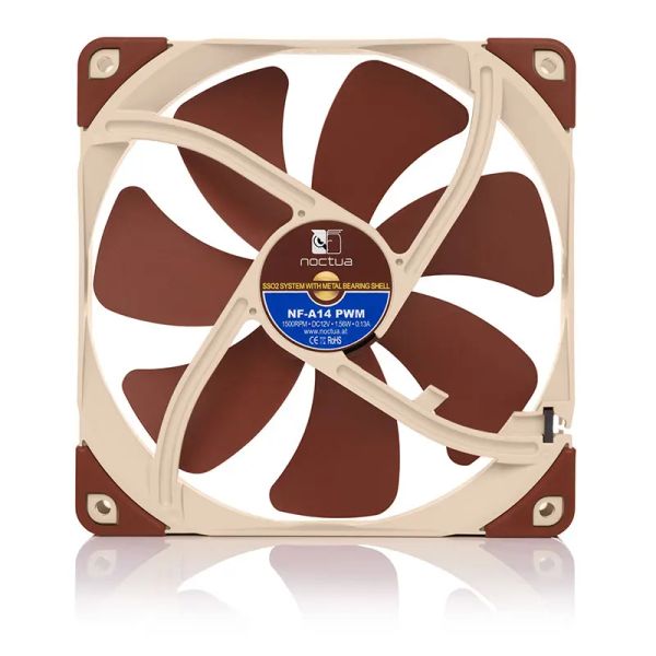 Pads Noctua NFA14 PWM SSO2 Магнитный стабильный подшипник 14 см. Вентилятор Aao Aao Aerodynamic Design Integration Shock Pad Fan