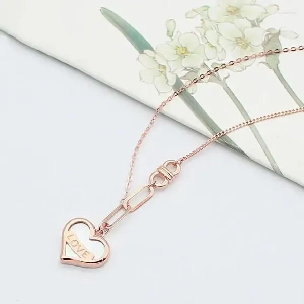 Catene placcate lettere a cuore in oro rosa 14k Love Neckalce for Woman Classic Romantic Style Engagement Gioielli Gift