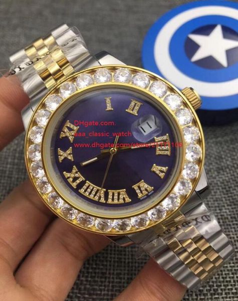 6 Color Luxury High Quality Watch 44mm Daydate 228235 18K Gold Amarelo Big Diamond Roman Dial Roman Asia 2813 Movimento automático WA7808845