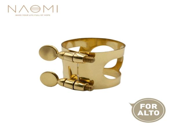 Ligatura do bocal de bocal sax sax alto naomi para bocal de saxofone alto com parafusos duplos cor de ouro new7678320