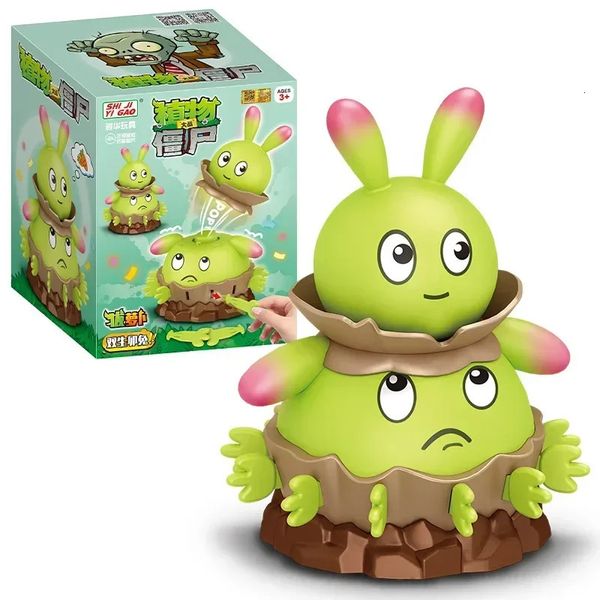 Piante vs zombi kawaii anime figura doppia coniglio pull novità creativa novità per bambini giocattoli ragazzi puzzle game regalo 240407