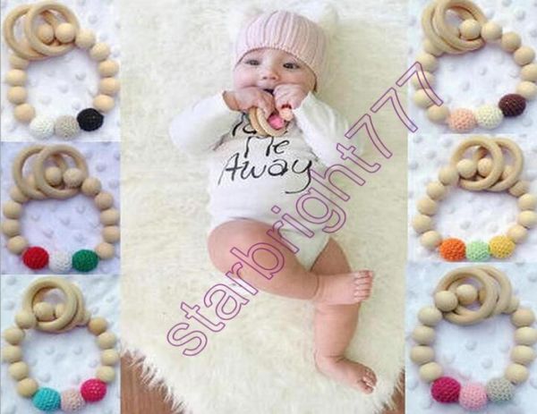 INS Braccialetti in legno arcobaleno infanti da neonati baby sothers teether neonale perle in legno perle per perle di perle fatti per le denti del bambino giocattoli per bambini 8309073