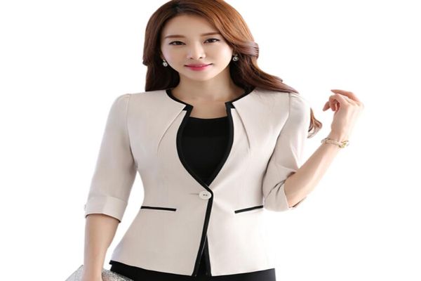 Career Fashion Fashion Half Sleeve Women Blazer New Ol Plus Size Formal Slim Jackets Office Ladies Plus Size Work Unifort5058696