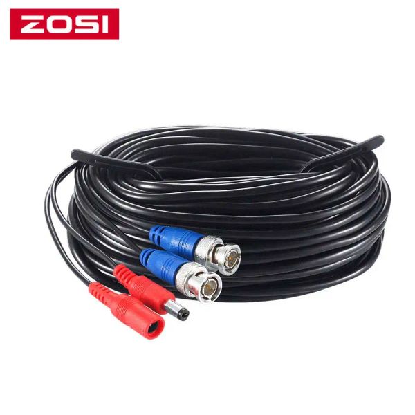 Luvas Zosi 18,3m CCTV Vídeo de energia BNC + Cabo de plugue DC para câmera CCTV e sistema DVR Cabo coaxial cor preto