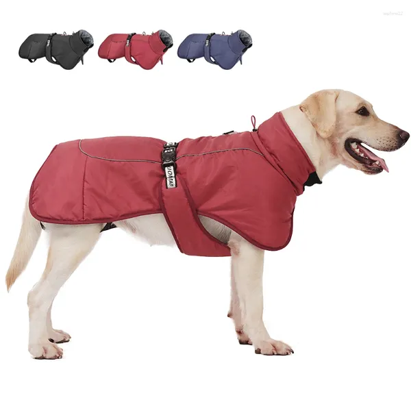 Vestuário de cachorro super quente casaco de jaqueta grossa roupas de estimação refletiva com colarinho alto para cães grandes médios Greyhound