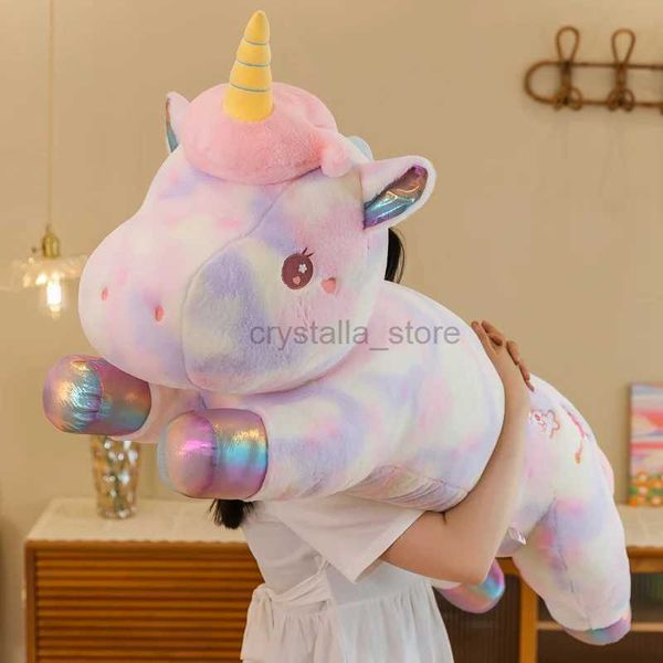 Film TV PLUSH PLUSH giocattolo 60-120 cm Kawaii Giant Colorful Unicorn Plushing Toys Lovely Animal Unicorn Custine di cuscino morbido Gift di Natale 240407