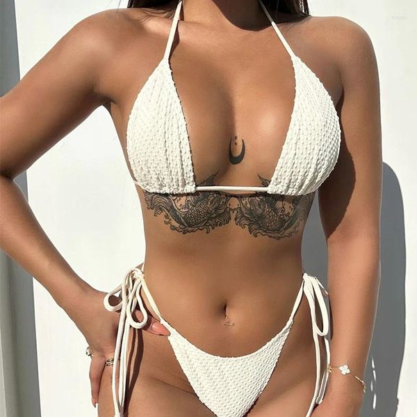 Frauen Badebekleidung Deka Frauen Brazlian Solid Mirco Bikini Set Krawatte Seite G-String Tanga Badeanzug weiblicher Verband Badeanzug Biquini