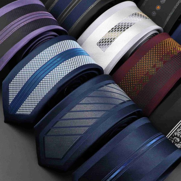 Boyun bağları Erkekler 6cm Sıska Bağlar Lüks şeritli kravat Jacquard Business Düğün Kravat Günlük Giyim Düğün Partisi Aksesuarları Hediye Cravat 240407