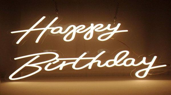 Segno a led neon personalizzato Happy Birthday Light Party Light Flex trasparente acrilico oh baby neon Light Sign Decorazione per feste di nozze9867387