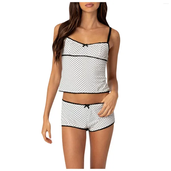 Roupas em casa Summer feminino elegante sexo sexy de duas peças de pijama