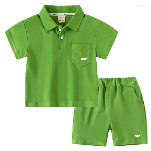 Giyim Setleri Bebek Bebek Kız Kıyafetleri Set Çocuklar Yakıt Tshirts ve Şort 2 Parça Takım Çocuk Katı Kısa Kollu Üst Kıyafetler Takip