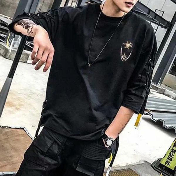 Magliette da uomo Maglietta da uomo estate Maglietta allacciata a mezza manica hip hop sciolta streetwear o collo morbido e trasparato traspirato fidabile casual top quotidiano