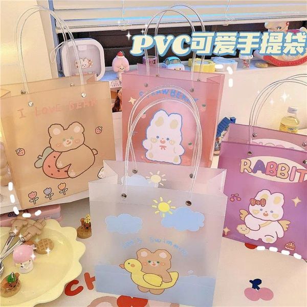 Bolsas de armazenamento PVC casual Jelly Bear Ladies Handbag Women Four Cores Bolsa de ombro transparente fêmea de axilas externas Acessórios